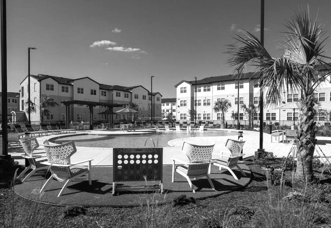The complex offers a sparkling pool with an outdoor grill area, a spacious dog park and plenty of covered parking. Contributed photo
