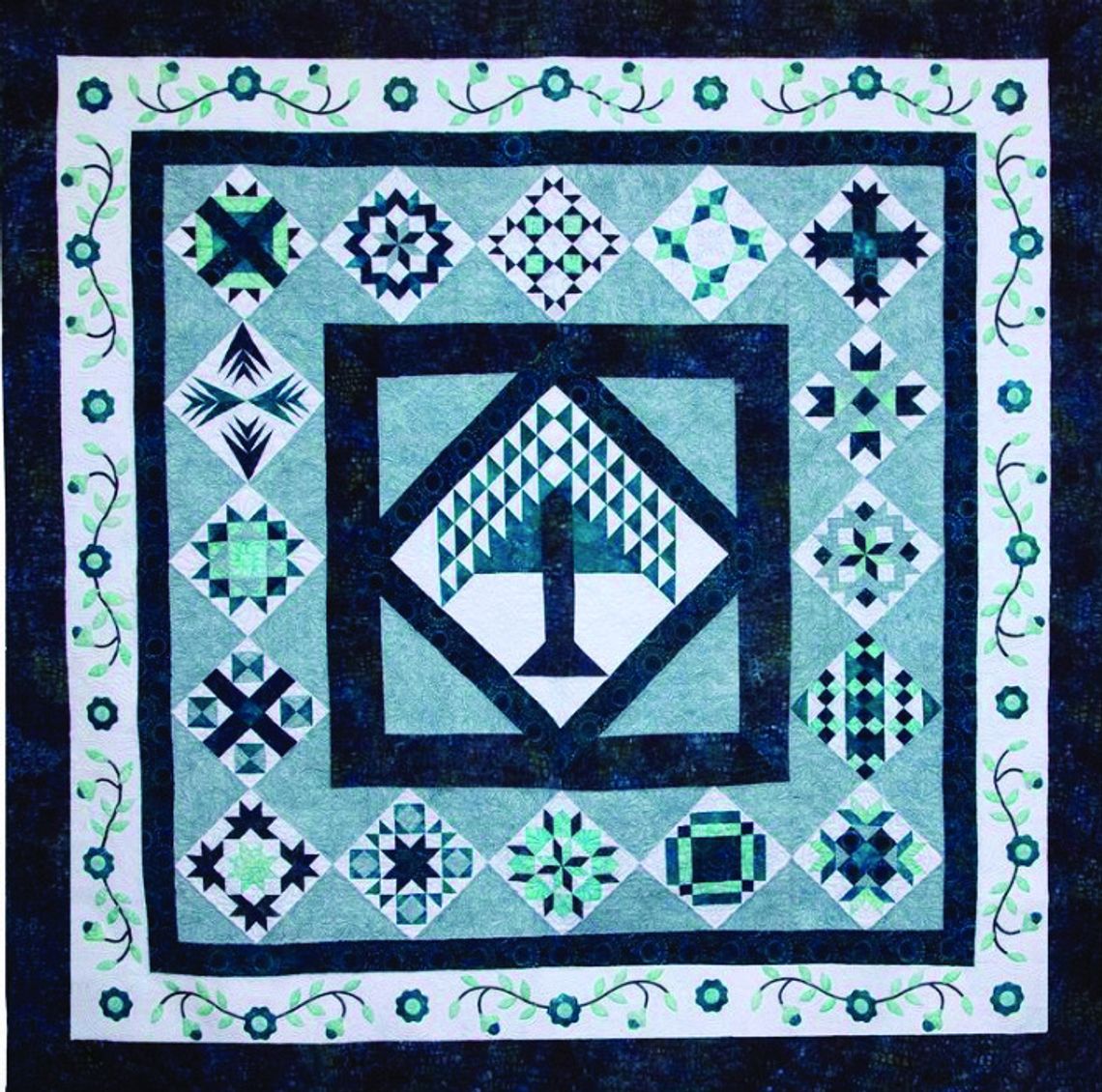 Contributed photo The quilt titled Tranquility (88”x88”) was masterfully sewn by 30 experienced guild members who invested approxi mately 1,200 hours of their time, and guild member Leslie Sparks lovingly quilted Tranquility on her longarm quilting machine.
